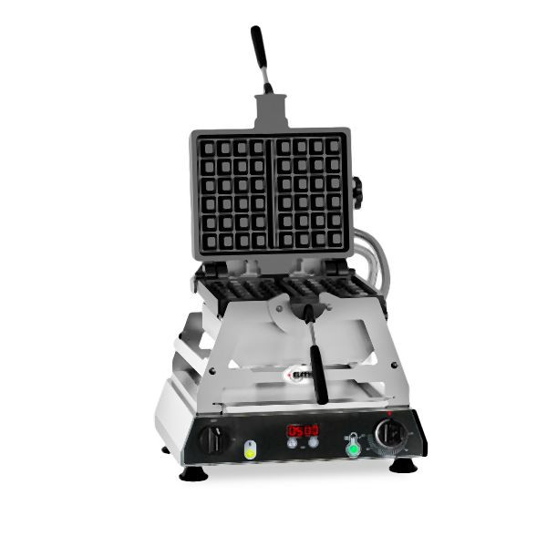 GMG Waffeleisen Rondo, 2x (10,8 x 17,4 x 1,4cm), Wechselbare Backplatte Gusseisen, 180° drehbar, 50° bis 300°C, Gehäuse Edelstahl, mit Timer, WR-01 Rondo