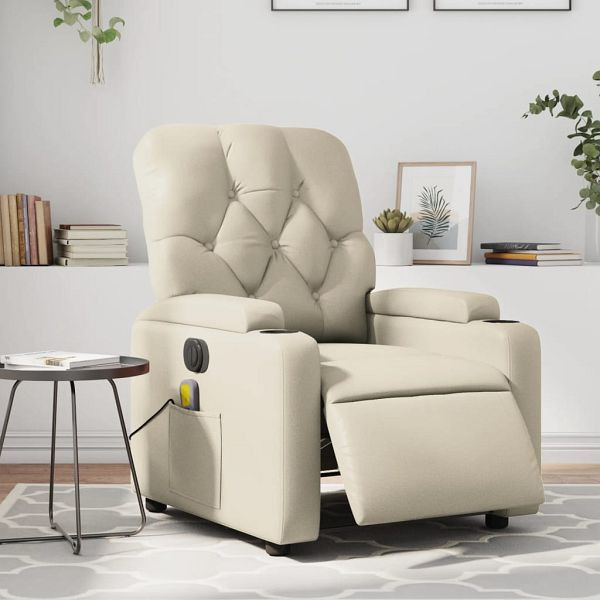 vidaXL Massagesessel Elektrisch Creme Kunstleder, 3204766
