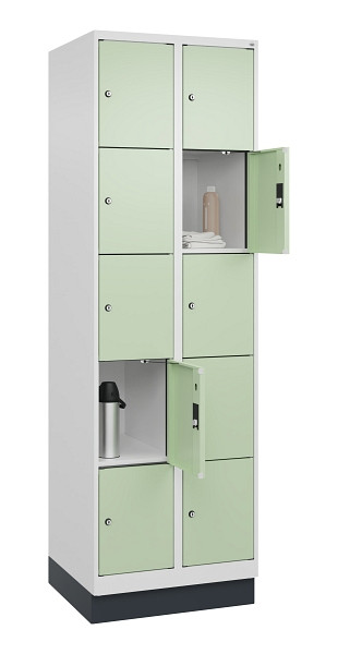 C+P Schließfachschrank Evolo PLUS, mit Sockel, 10 Fächer, 1950x600x500mm, 9016/6, 049020-205 S10019