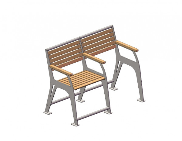METDRA 2er Seniorenbank Komfort-Plus, starr, Sitzhöhe 560mm, Sitzfläche rechts, Rollator-Einschub links, 860 512