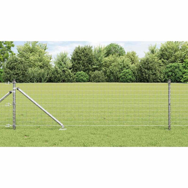 vidaXL Zaun mit Pfosten Silber 0.4 x 50 m Stahl, 3350778