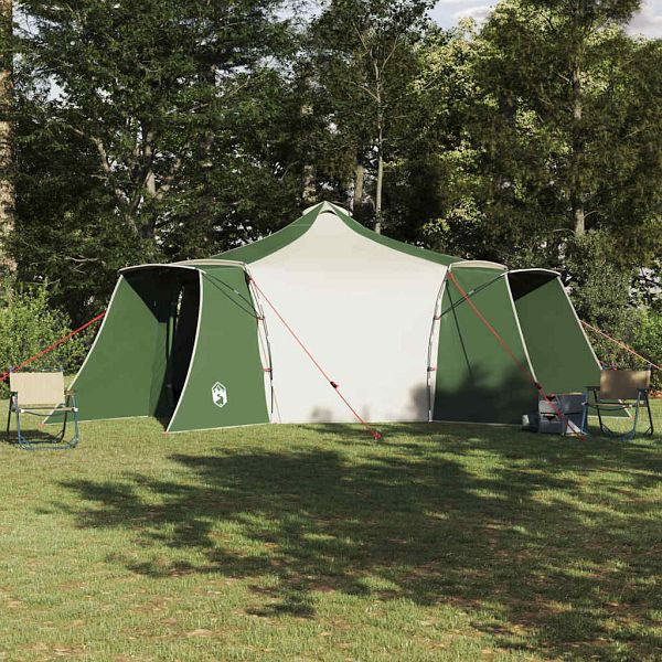 vidaXL Tipi Zelt mit Dach Grün und Beige 492 x 492 x 275 cm Stoff, 42000987