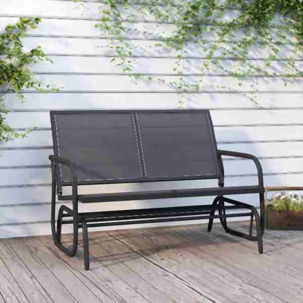 vidaXL Garten-Schaukelbank Schwarz 120,5x76x86,5 cm Textilen & Stahl, 362708