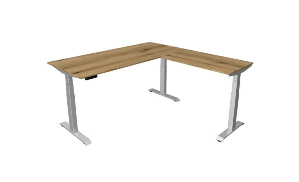 Kerkmann Sitz-/Stehtisch B 1800 x T 800 mm mit Anbauelement 1000 x 600 mm, elektrisch höhenverstellbar von 640-1290 mm, Eiche, 10043155
