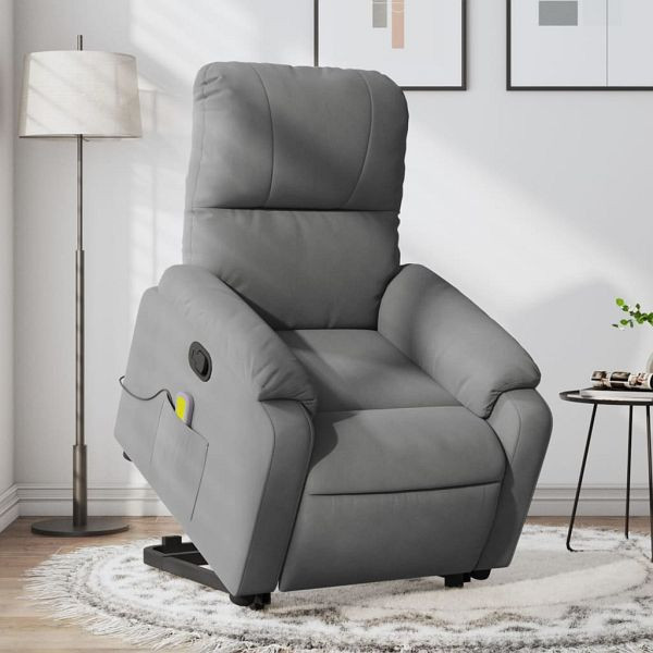 vidaXL Massagesessel mit Aufstehhilfe Dunkelgrau Mikrofasergewebe, 3204938