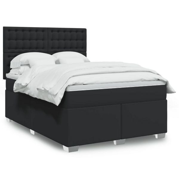 vidaXL Boxspringbett mit Matratze Schwarz 160x200 cm Kunstleder, 3293028