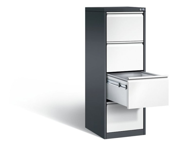 C+P Hängeregistraturschrank Acurado, H1357xB433xT590mm, Farbe: Schwarzgrau / Verkehrsweiß, Griffleiste, 12434-311 S10117