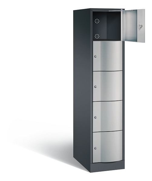 C+P XL-Schließfachschrank Resisto, H1950xB396xT640mm, Farbe: Schwarzgrau / Weißaluminium, 8570-173 S10008