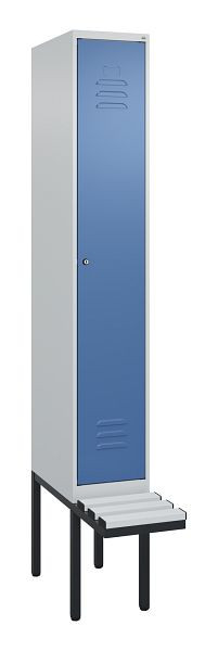 C+P Umkleidespind Classic PLUS, 2120x300x815mm, 7035/5023, Zylinderschloss, je 2 Doppel-Haken, 0800407-10F S10020