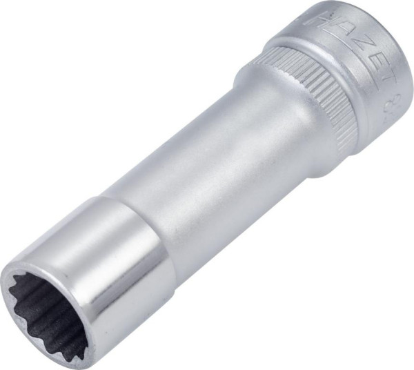 Hazet Steckschlüsseleinsatz, Doppelsechskant, Vierkant hohl 10 mm (3/8 Zoll), 10 mm, Lange Ausführung Mit Rändelung, 880TZ-10
