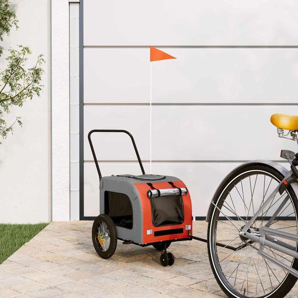 vidaXL Fahrradanhänger für Haustiere Orange und Grau 125 x 53 x 54 cm, 93844