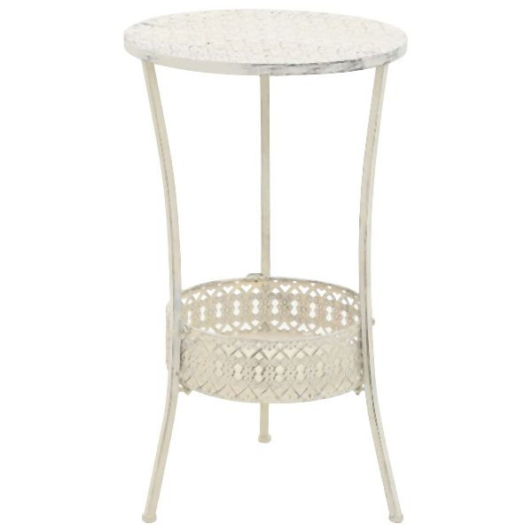 vidaXL Bistrotisch Vintage-Stil Rund Metall 40 x 70 cm Weiß, 245938