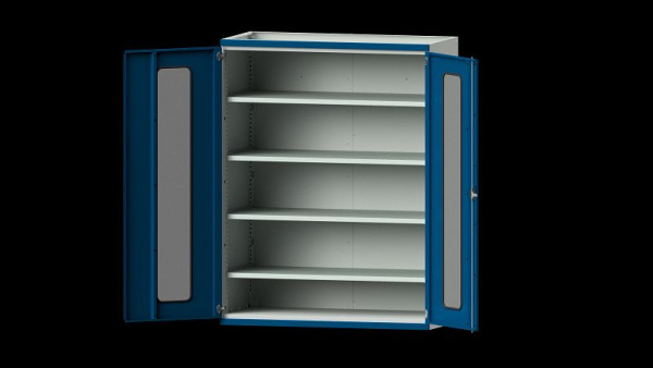 ANKE Werkbänke Schwerlastschrank, Modell 301, 1485 x 690 x 1950 mm, Sichtausschnitt aus Plexiglas, RAL 7035/5010, 621.038