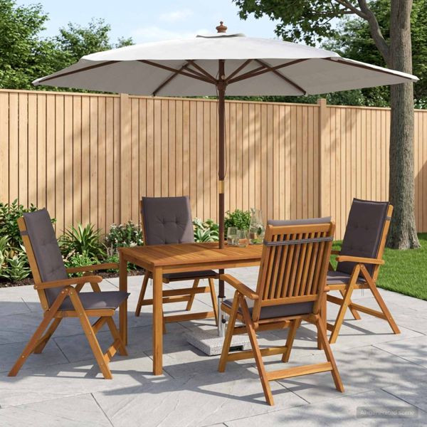 vidaXL Essgruppe für draußen mit Sonnenschirm 6-teilig Anthrazit, 3438532