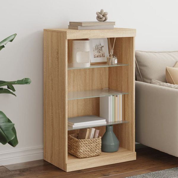 vidaXL Sideboard mit LED-Leuchten Sonoma-Eiche 60,5x37x100 cm, 836709