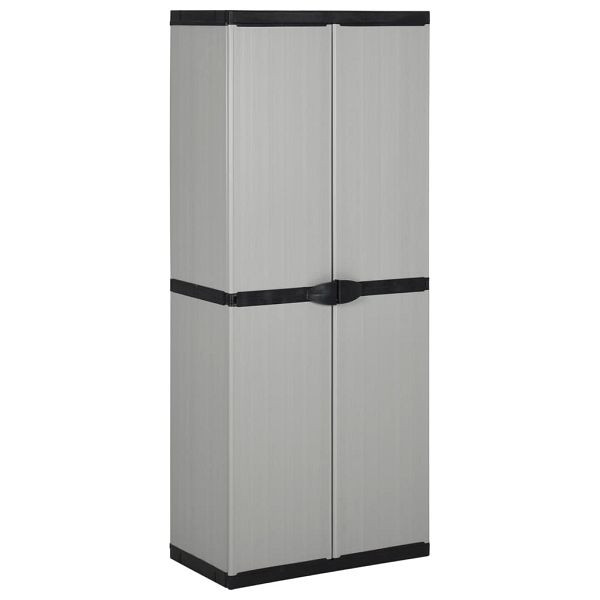 vidaXL Garten-Lagerschrank mit 3 Böden Grau & Schwarz 68x40x168 cm, 340984