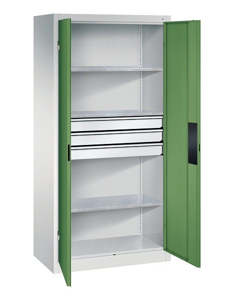 C+P Werkzeugschrank Acurado, H1950xB930xT500mm, 7035/6011, 2 Einlegeböden, Traglast 110 kg, 8921-5230 S10198
