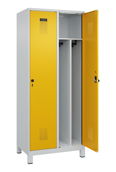 C+P Spind Evolo PLUS, mit Füßen, 2 Abteile, 1950x800x500mm, 7035/1004, Verschluss Drehriegel, 049010-22F S10000