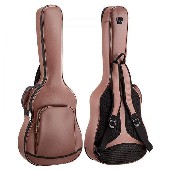VEVOR Gitarrentasche für 41-Zoll-Akustikgitarren, Braun, mit Zubehörfach, Schaumstoffpolsterung, Tragegriff, Schultergurten, HLXJTYHZSPMH5EVOU001V0
