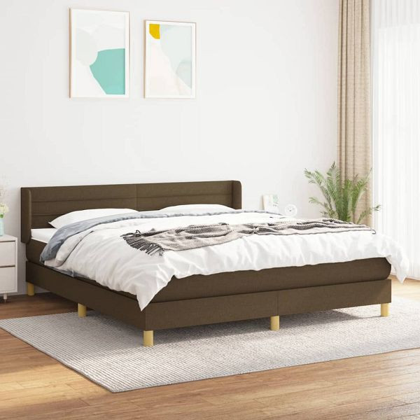 vidaXL Boxspringbett mit Matratze Dunkelbraun 180x200 cm Stoff, 3130372
