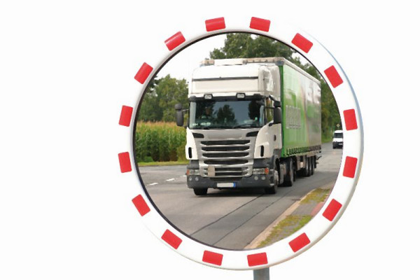 dancop Verkehrsspiegel, weißer Rahmen mit roten Reflektoren, eisfrei Ø60, TM-B INOX 60