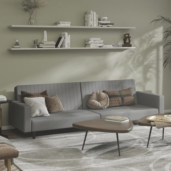 vidaXL Schlafsofa 2-Sitzer Hellgrau Samt, Top-Qualität, 375937