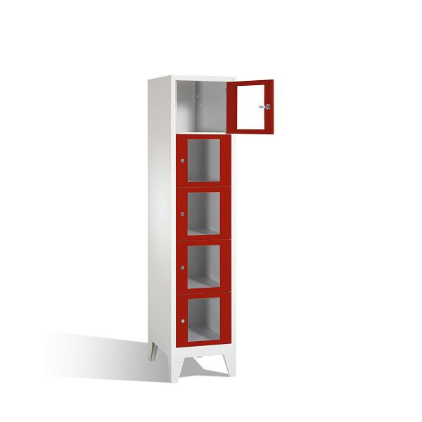 C+P Schließfachschrank Classic, H1850xB420xT500mm, Farbe: Lichtgrau / Rubinrot, 8010A125 S10001