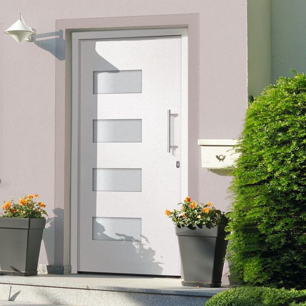 vidaXL Haustür Aluminium und PVC Weiß 100x210 cm, 3056819