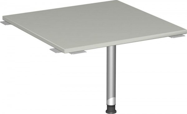 geramöbel Verkettungsplatte Volleck 90° mit Stützfuß, mit Kabelführung, höhenverstellbar, 800x800x680-800, Lichtgrau/Silber, S-555008-LS