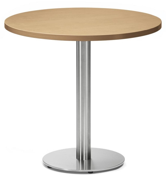 Deskin Cafeteria Tischsystem PARMA rund, Gestell Edelstahl, Platte Holzdekor Buche, 287705