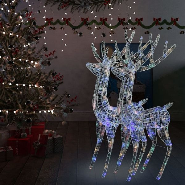 vidaXL XXL Rentiere Weihnachtsdekoration Acryl 250 LED 2 Stück 180 cm, 3154363