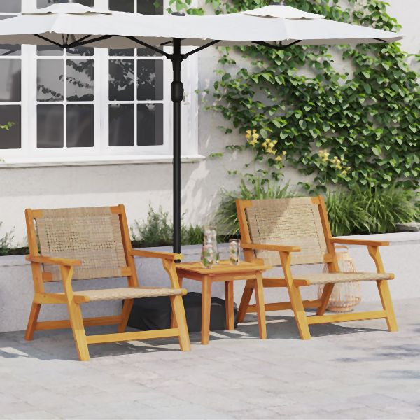 vidaXL Gartenstühle 2 Stück Beige 76x67x73,5 cm Massivholz Akazie, 367829