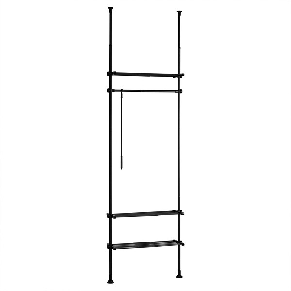 SoBuy Garderobenständer mit einem Ablagebrett Schwarz 52x42x233 cm, Funktional, KLS07-SCH