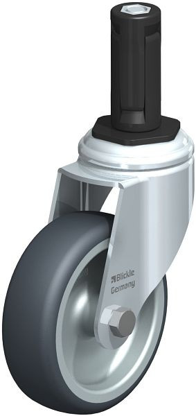 Blickle LKRA-TPA 101G-11-ER13 Apparate-Lenkrolle mit Expander, Thermoplastisches Gummi-Elastomer, Grau, 845493