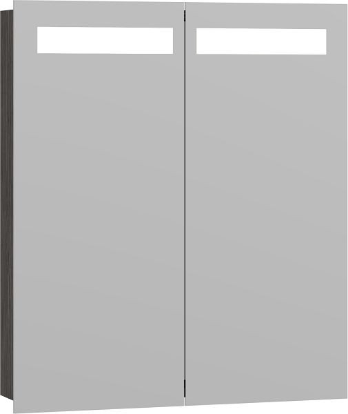 Scanbad Multo Global Spiegelschrank mit Licht, 2 Türen 70x60 cm Pine grau, Steckdose E, S436-117