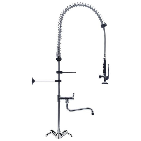 Gastro-Inox Monoblock-Vorspüldusche mit Drehhebeln und einem Schwenkkran ausgestattet, 1200mm, High Performance, 402.106