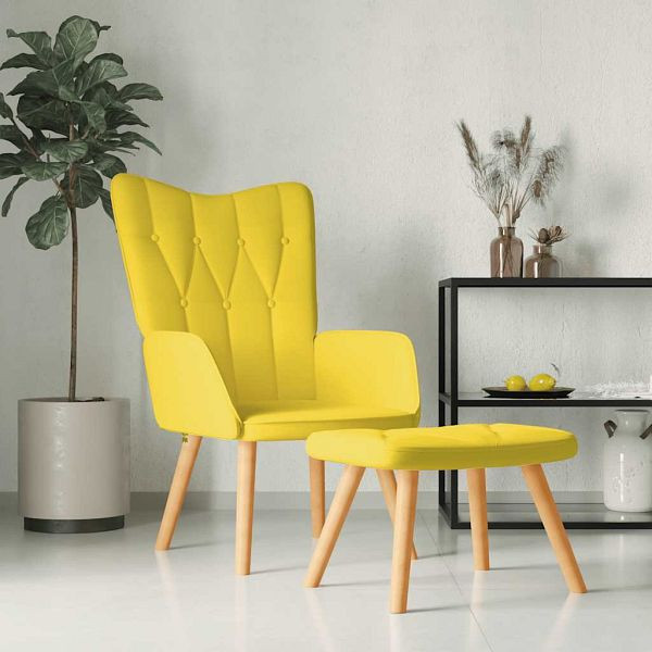 vidaXL Relaxsessel mit Hocker Senfgelb Stoff, 327541, 8720286419120