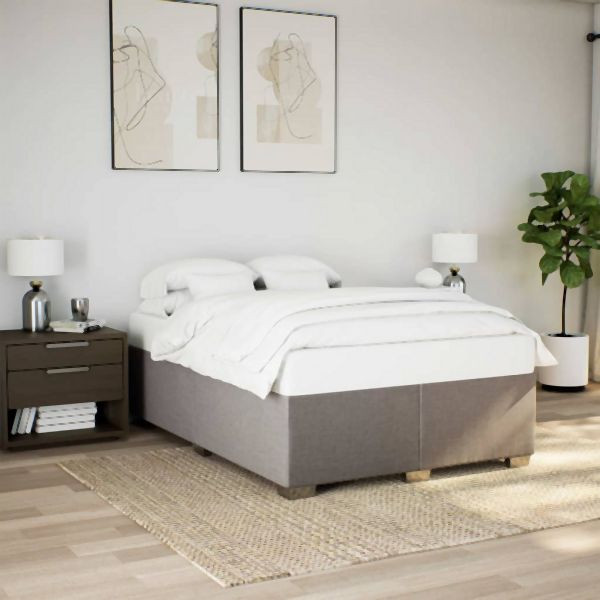 vidaXL Bettgestell ohne Matratze Taupe 140x200 cm Stoff, 3284482