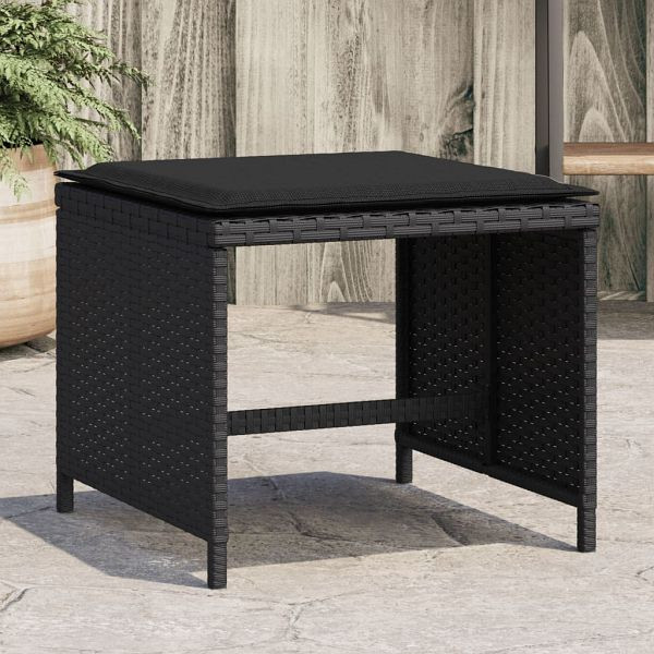 vidaXL Gartenhocker mit Kissen 4 Stück Schwarz 40x40x35 cm Poly Rattan, 4007484