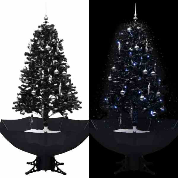 vidaXL Schneiender Weihnachtsbaum mit Schirmfuß Schwarz 170 cm PVC, 289933