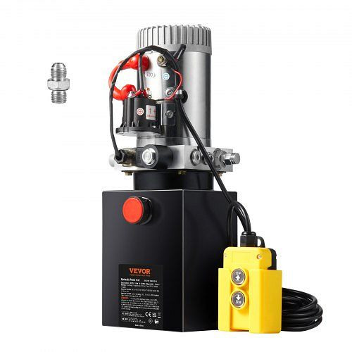VEVOR Hydraulikpumpe 12 V 1600 W, Einfachwirkend, 2 Gal Tank Hand Pump Hydraulikaggregat, für Aufzüge, Gabelstapler, YXYYB12VZLDJVH4D5V0