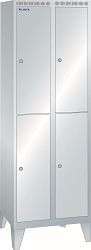 LISTA Garderobenschrank (BxTxH) 600x500x1850mm 2x2 Fächer, glatte Tür, Farbe: Lichtgrau, Zylinderschloss, 94.510.020