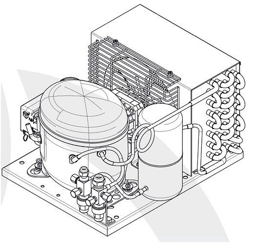 ALPENINOX Maschine, extern, für Kühltische der Serien CLO 650 und CLO 700 mit 4 Abteilen, 402881122