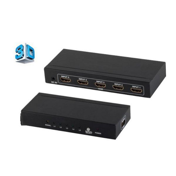 shiverpeaks PROFESSIONAL, HDMI Switch, 5x IN 1x OUT, 4K2K, 3D, Metallgehäuse, VER1.4, 05-02005-SPP