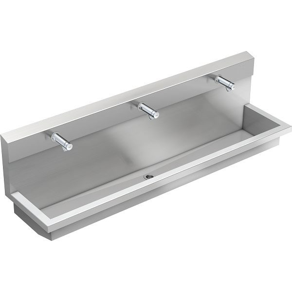 KWC Waschplatzeinheit, PLANOX, Edelstahl, 1800x530x440 mm, 3x Waschplätzen Wandventil hydraulisch gesteuert, 3600004025