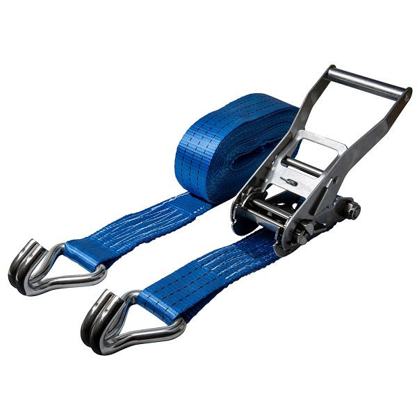 DELTASLING® 2-teiliger Zurrgurt mit Edelstahl-Ratsche und -Spitzhaken, LC 1500/3000daN, 50mm, 10m Länge, CO.SB.RVS.050.10
