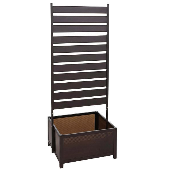 Mendler Aluminium Beet mit Rankgitter HWC-P97, Blumenkasten Pflanzkübel Spalier, 110x60x75cm, dunkelbraun, 120573