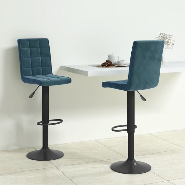vidaXL Barhocker 2 Stück Blau Samt, 335767, 8720286541470