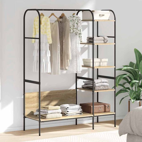 vidaXL Kleiderständer mit Regal Braun 120 x 44 x 160 cm Holzwerkstoff, 868446