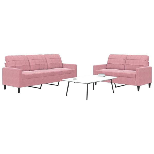 vidaXL 2-tlg. Sofagarnitur mit Kissen Rosa Samt, 3278394